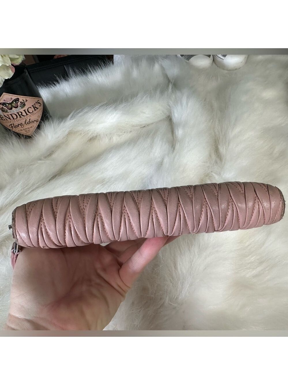 MIU MIU LOGO PEARL RHINESTONE MATELASSE LEATHER ZIPPY ZIP AROUND LONG WALLET - Picture 2 of 13